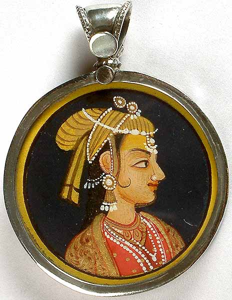 Double-Sided Pendant of Rajasthani Prince and Princess Exotic