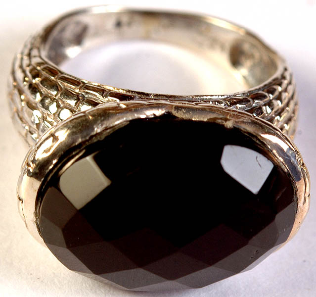 Faceted Black Onyx Ring | Exotic India Art