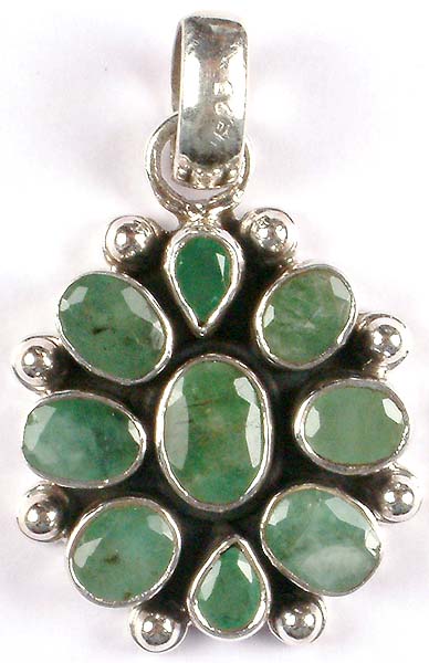 Faceted Emerald Pendant Exotic India Art