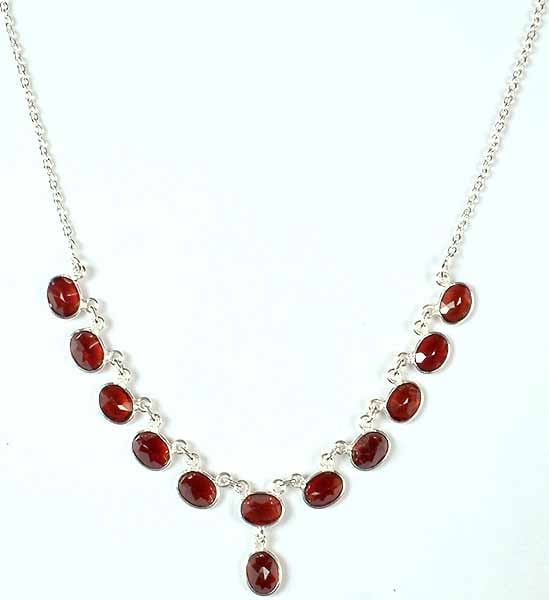 Faceted Garnet Necklace | Exotic India Art