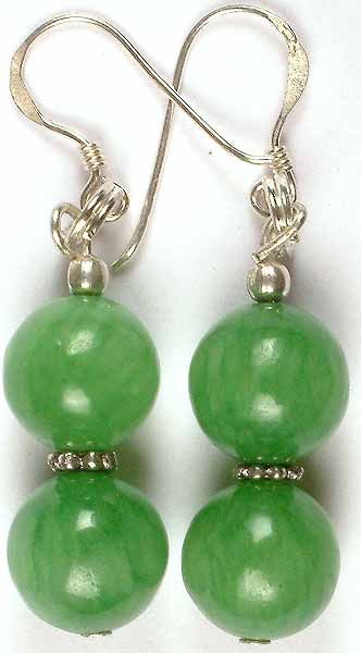 Long Jade Earrings UK, Long Green Jade Semi-Precious Stone Earrings UK BB80  – Making a Statement Jewellery UK