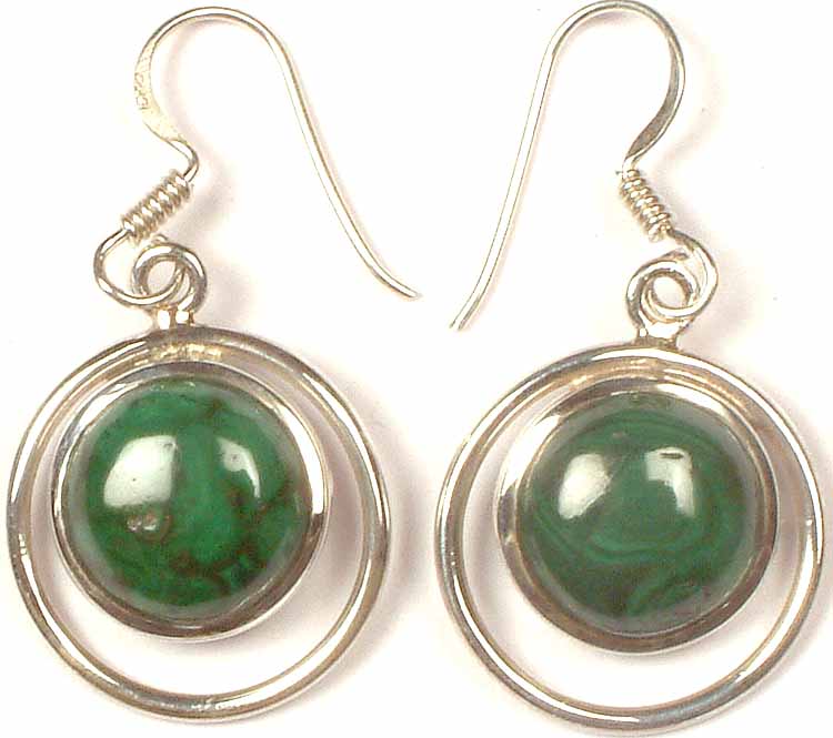 Malachite Hoop Earrings | Exotic India Art