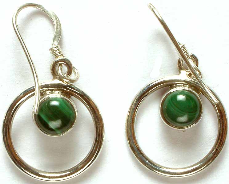 Malachite Hoop Earrings | Exotic India Art