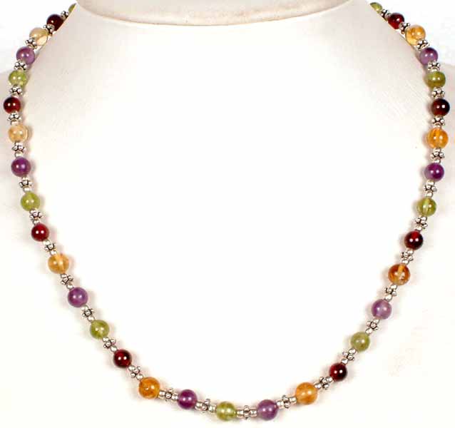 Savi Pearl & Gemstone Beaded Necklace | 18ct Gold Plated/Multi | Missoma