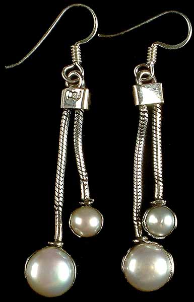 Pearl Dangling Earrings | Exotic India Art