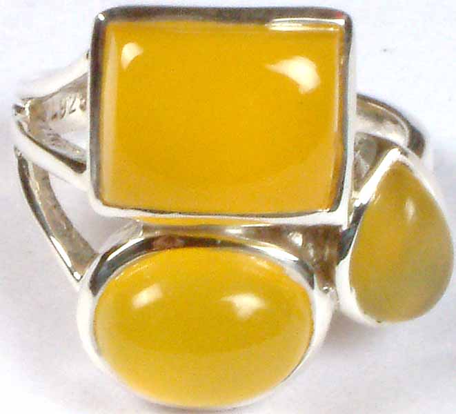 Yellow Chalcedony Ring | Exotic India Art