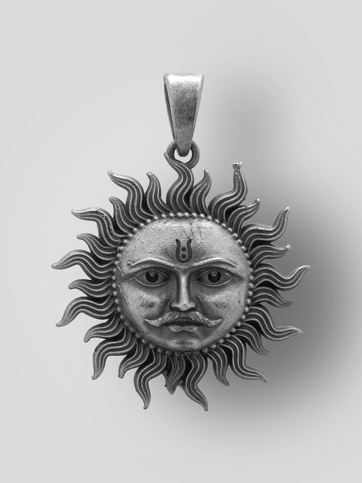 God Sun Sterling Silver Pendant Exotic India Art