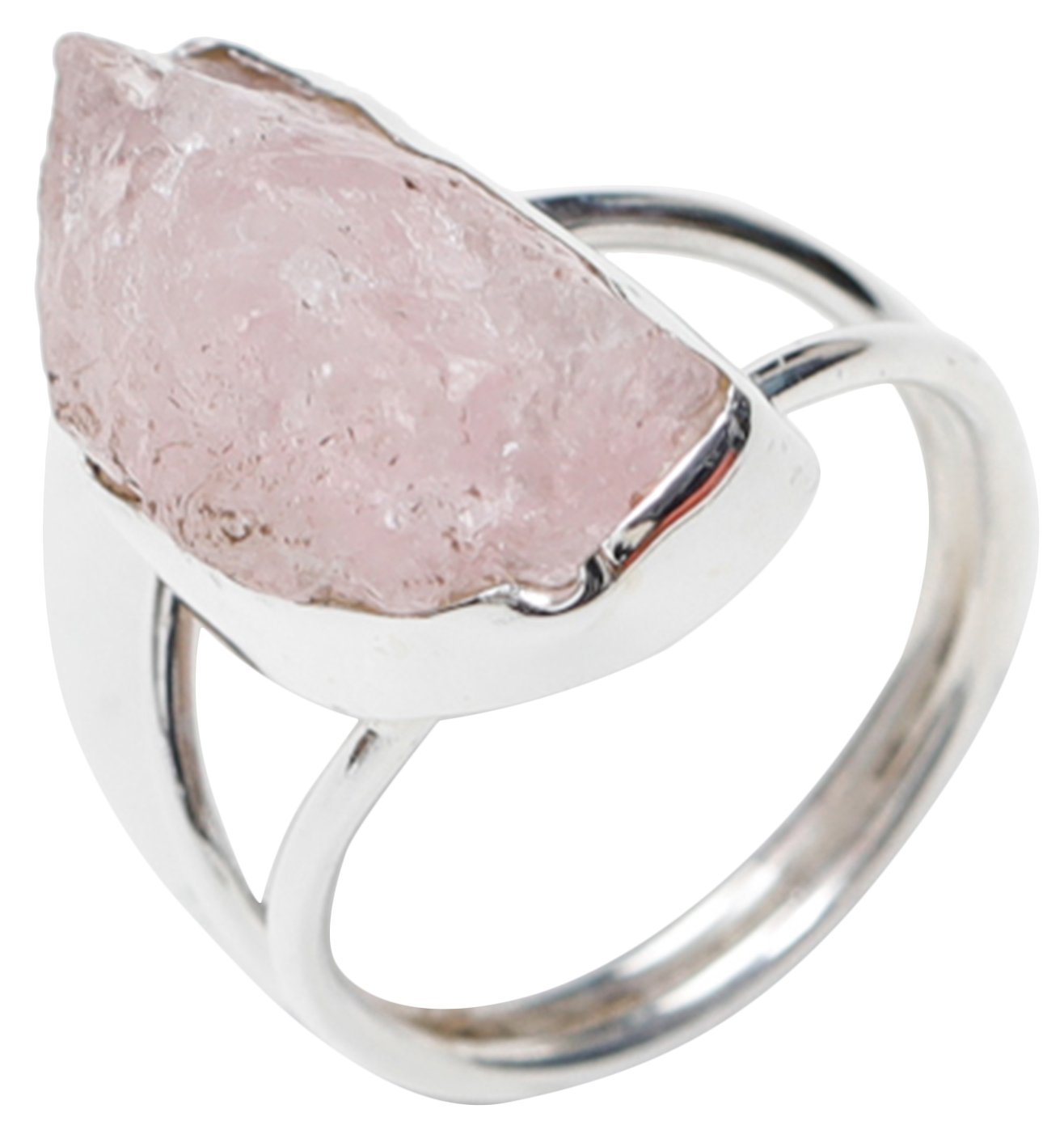 princess cut rose quartz ring