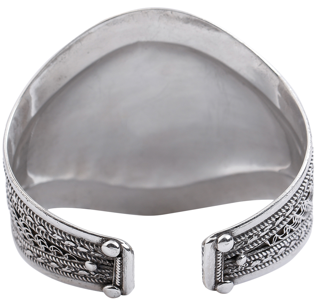 Kalachakra Mantra with Intricate Filigree Cuff Bracelet (Adjustable ...