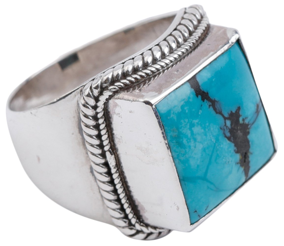 Unisex 92.5 Sterling Silver Turquoise Ring, Shape: Oval at Rs 120/gram in  Jaipur