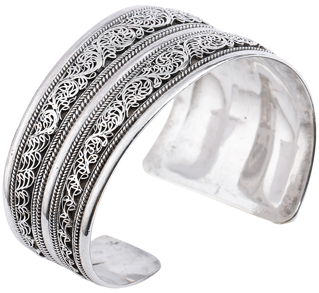 Assymetric Filigree Cuff Bracelet with Twisted Rope Design from Nepal ...