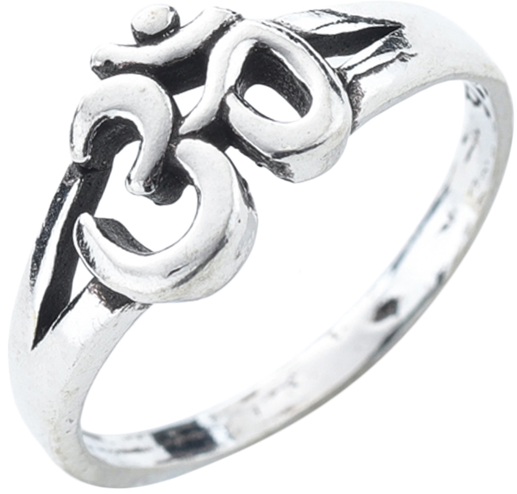 Hindi Buddhist ॐ Eastern Philosophy Jewelry Sterling Silver AUM Symbol Ring