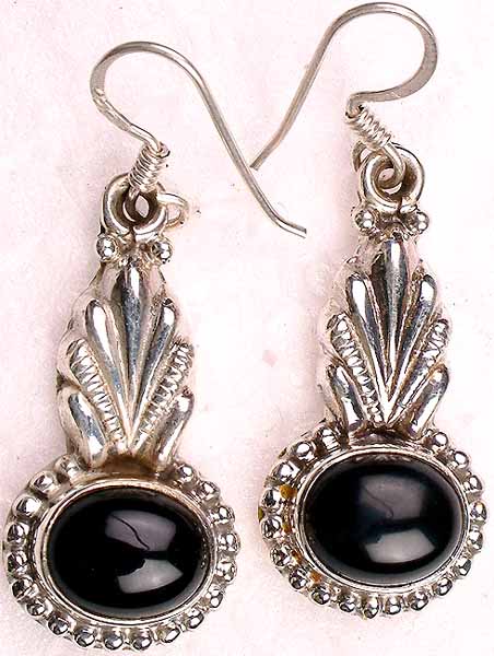 Black Onyx Ear Rings | Exotic India Art