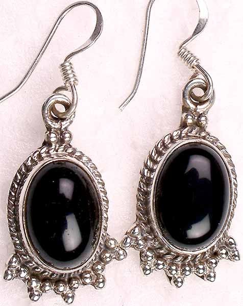 Sterling Silver and Black Onyx Earrings Vintage  Estatebeads