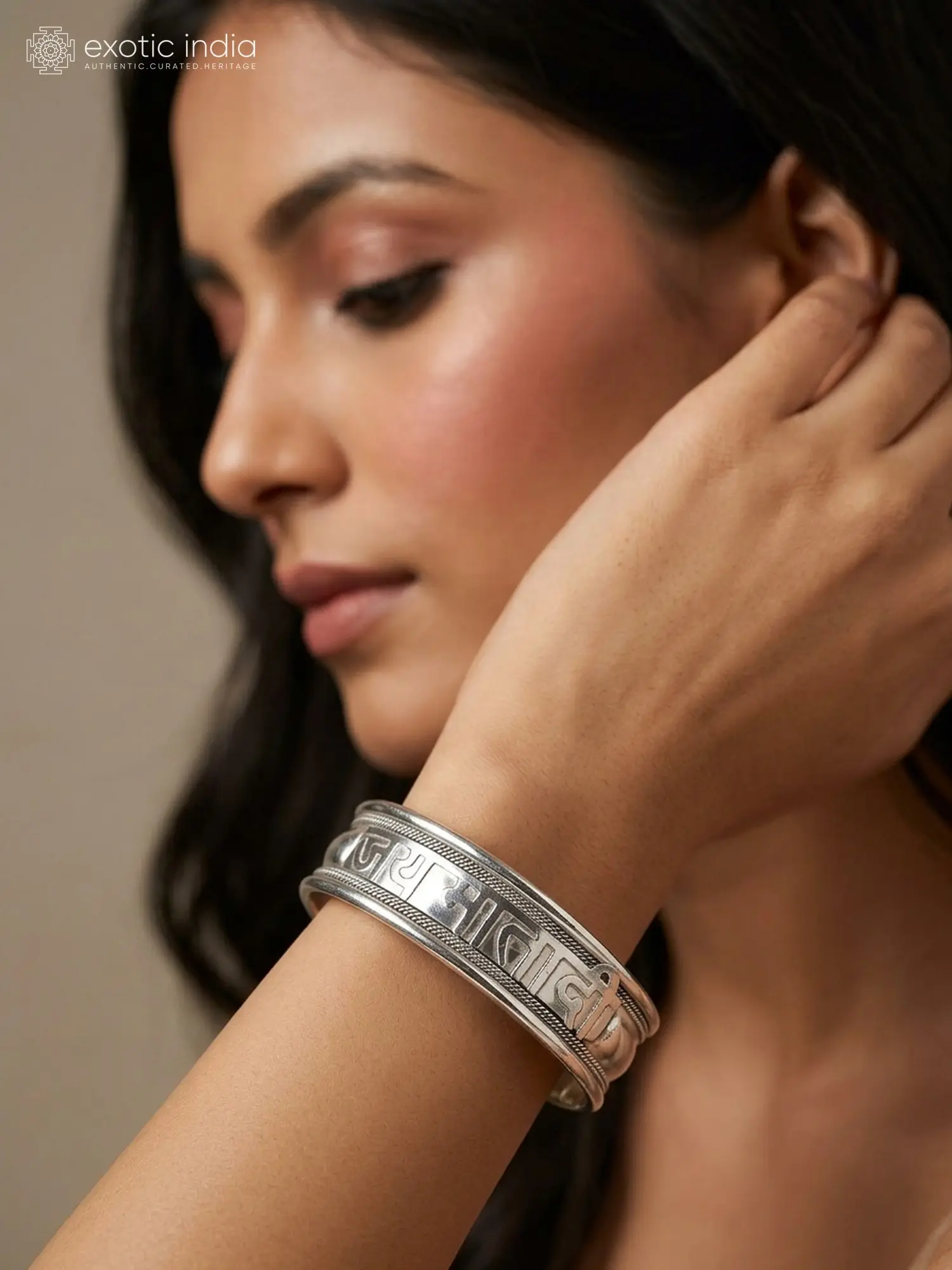 Jai Mata Di Copper Alloy Bracelet | Hindu Symbol Jewelry | Exotic