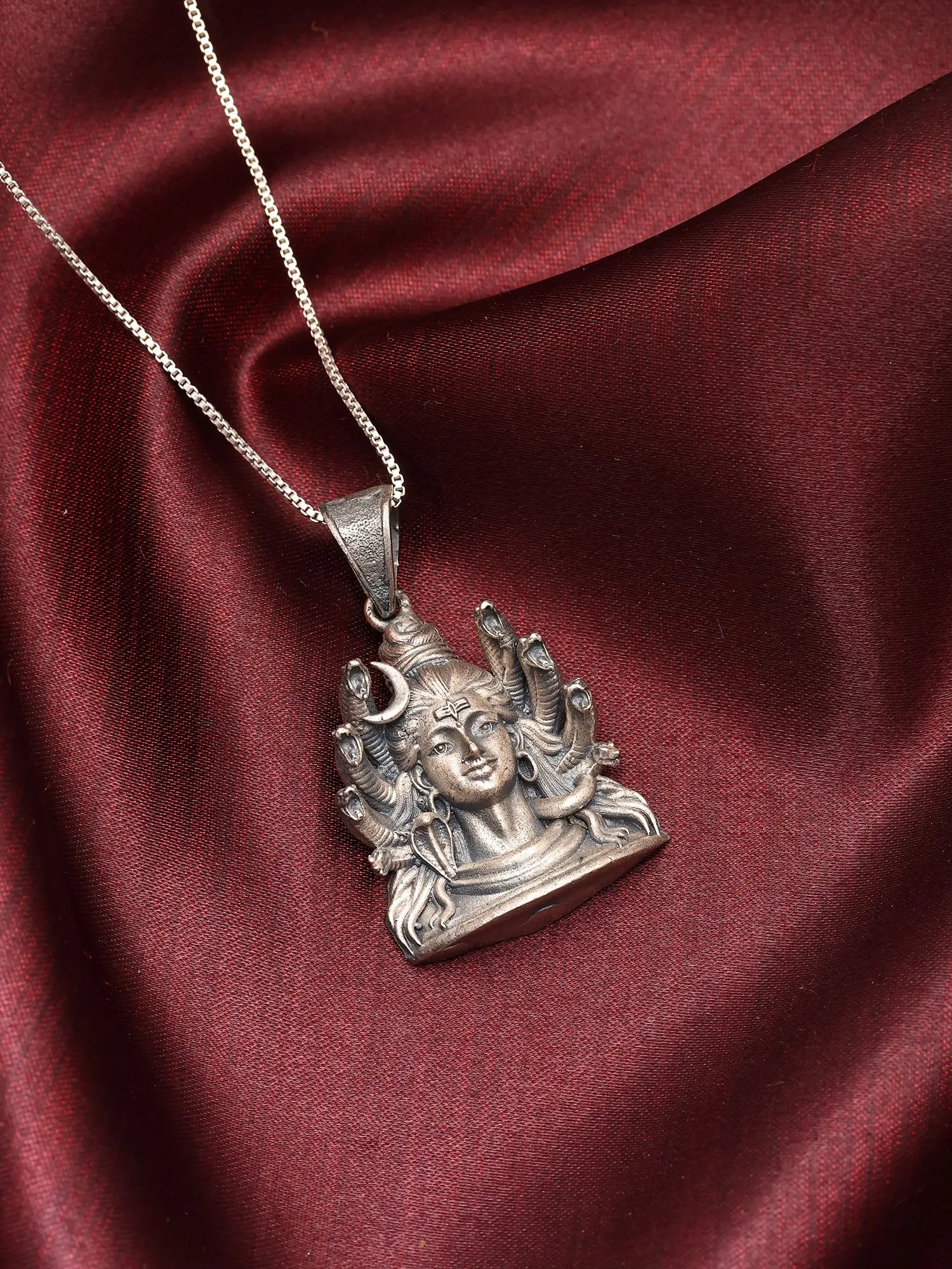 Adiyogi Shiva Bust Sterling Silver Pendant - Divine Charm