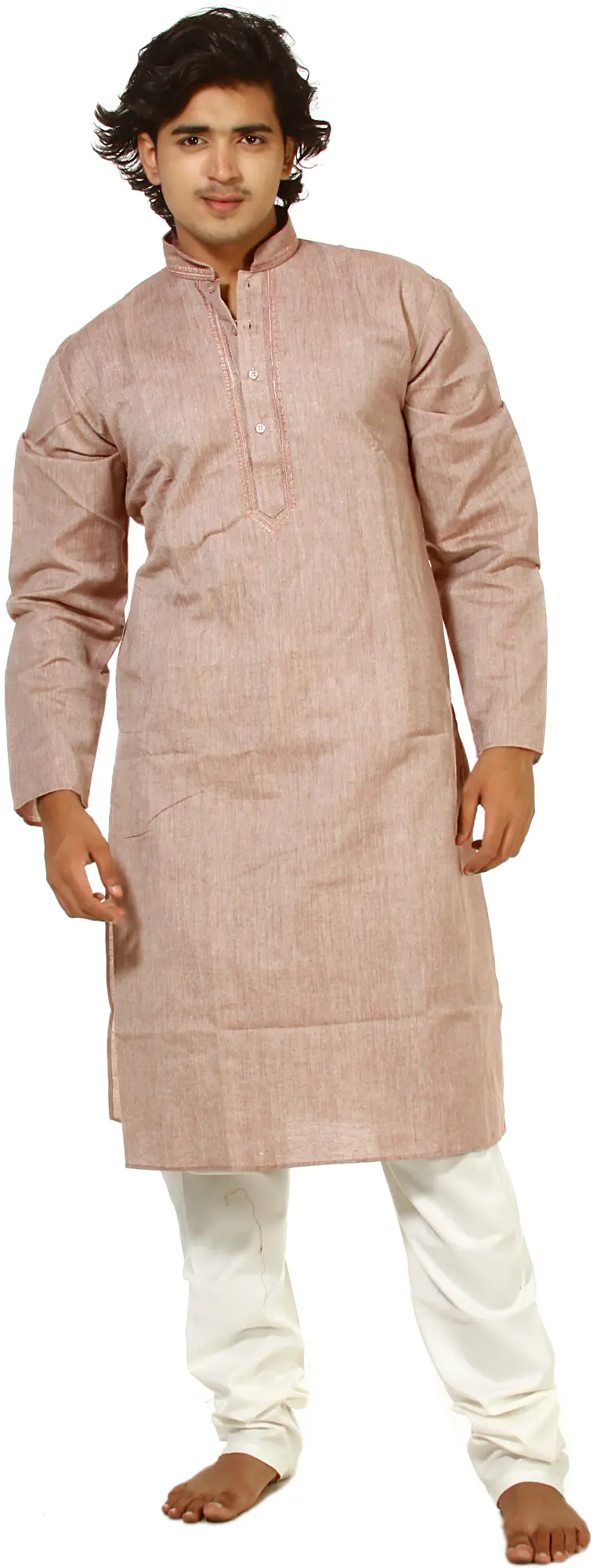 Roebuck Kurta Pajama with Embroidery on Neck