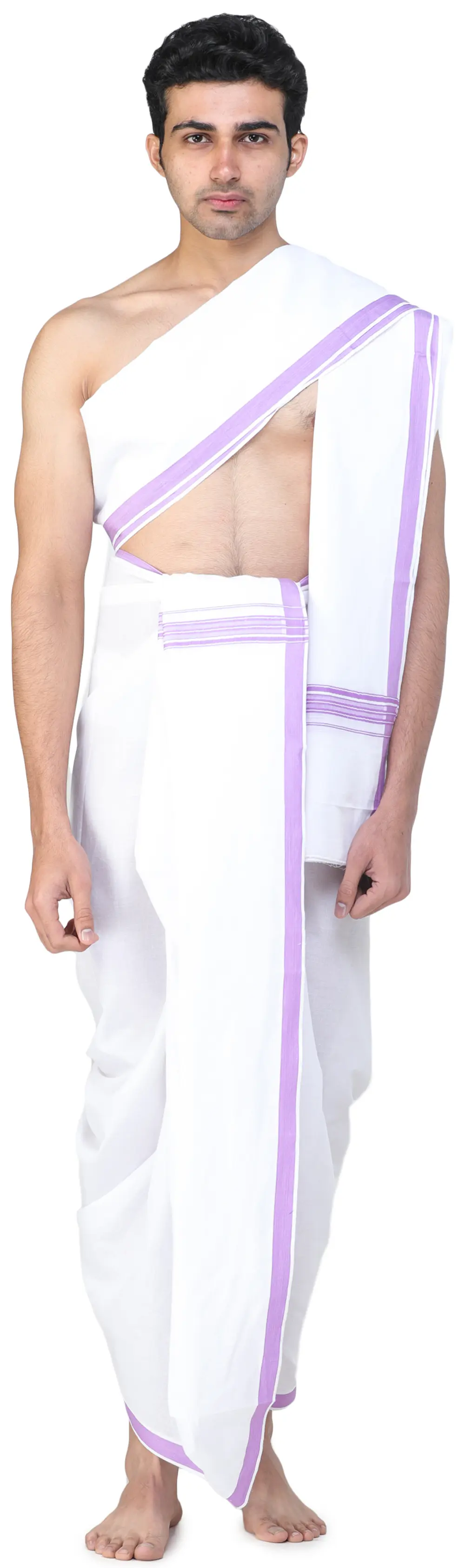Dhoti and Angavastram Set with Woven Border