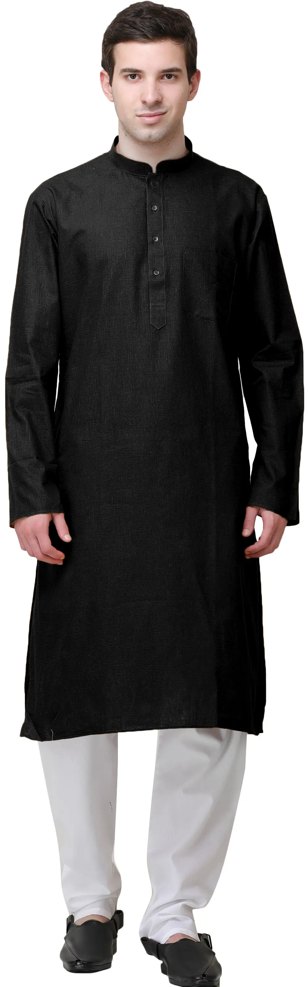Plain Linen Kurta with White Pajama