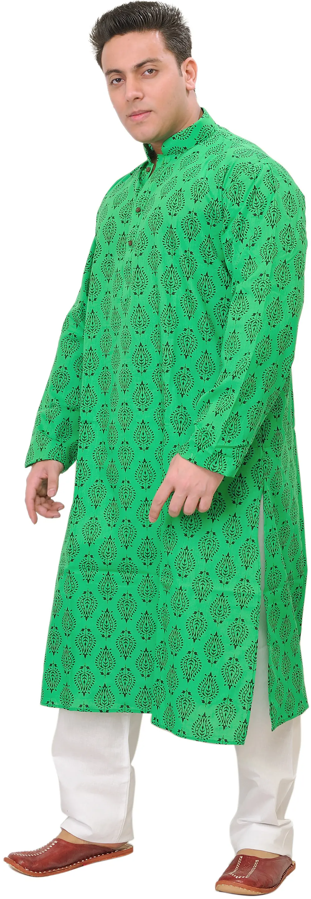 Kurta Pajama Set with Floral Block-Print