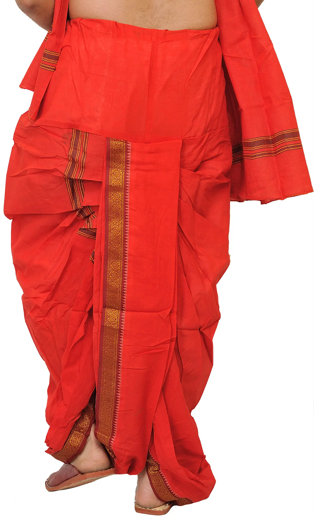 Ready to Wear Dhoti and Angavastram Set with Woven Temple Border, alternate view