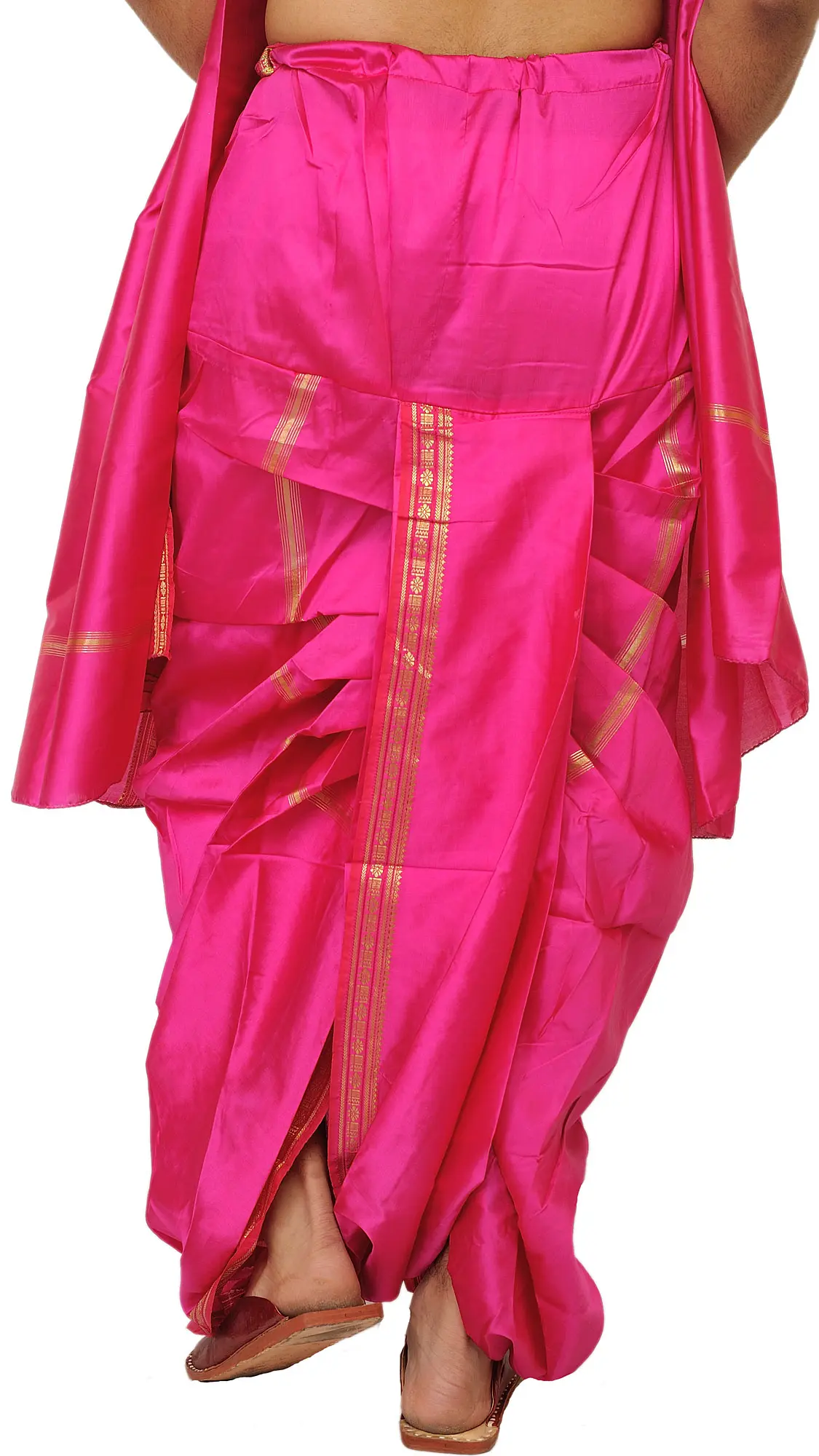 Woven Golden Border Ready to Wear Dhoti and Angavastram Set, alternate view