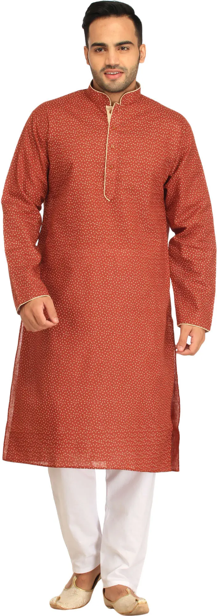 Kurta Pajama Set with Printed Small Bootis and Piping
