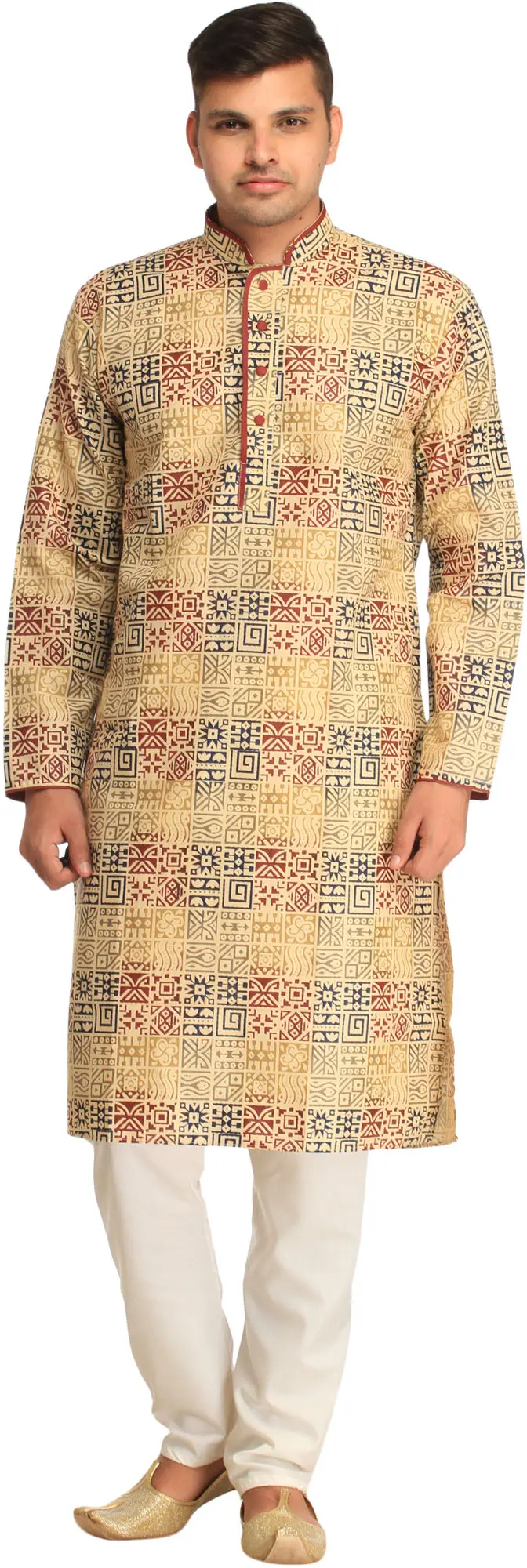 Casual Kurta Pajama Set with Heiroglyphic Print