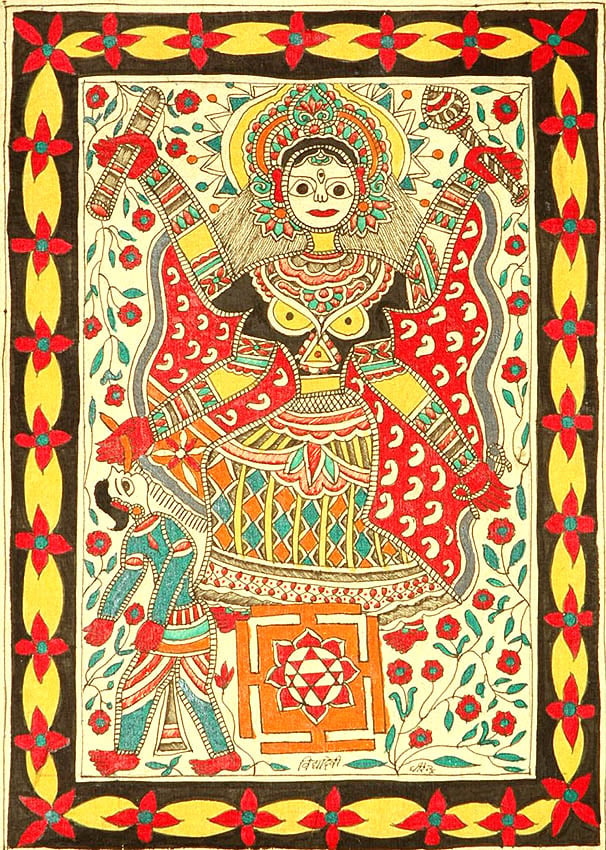 Mahavidya Bagalamukhi with Her Yantra | Exotic India Art