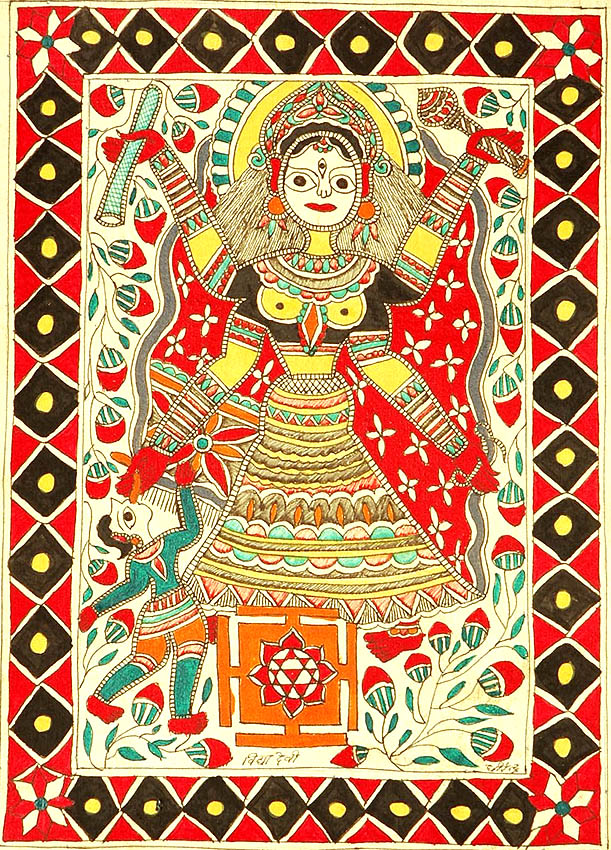 Mahavidya Bagalamukhi with Yantra | Exotic India Art