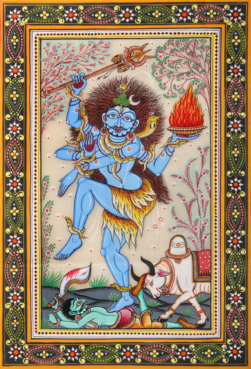 Small Ethnic Hindu/Buddhist Scarf Blue Om Ganesh Buddha Natraj Shiva Krishna 