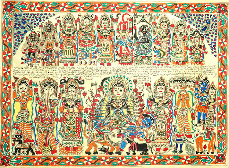 The Ten Mahavidyas with Durga Parivar | Exotic India Art