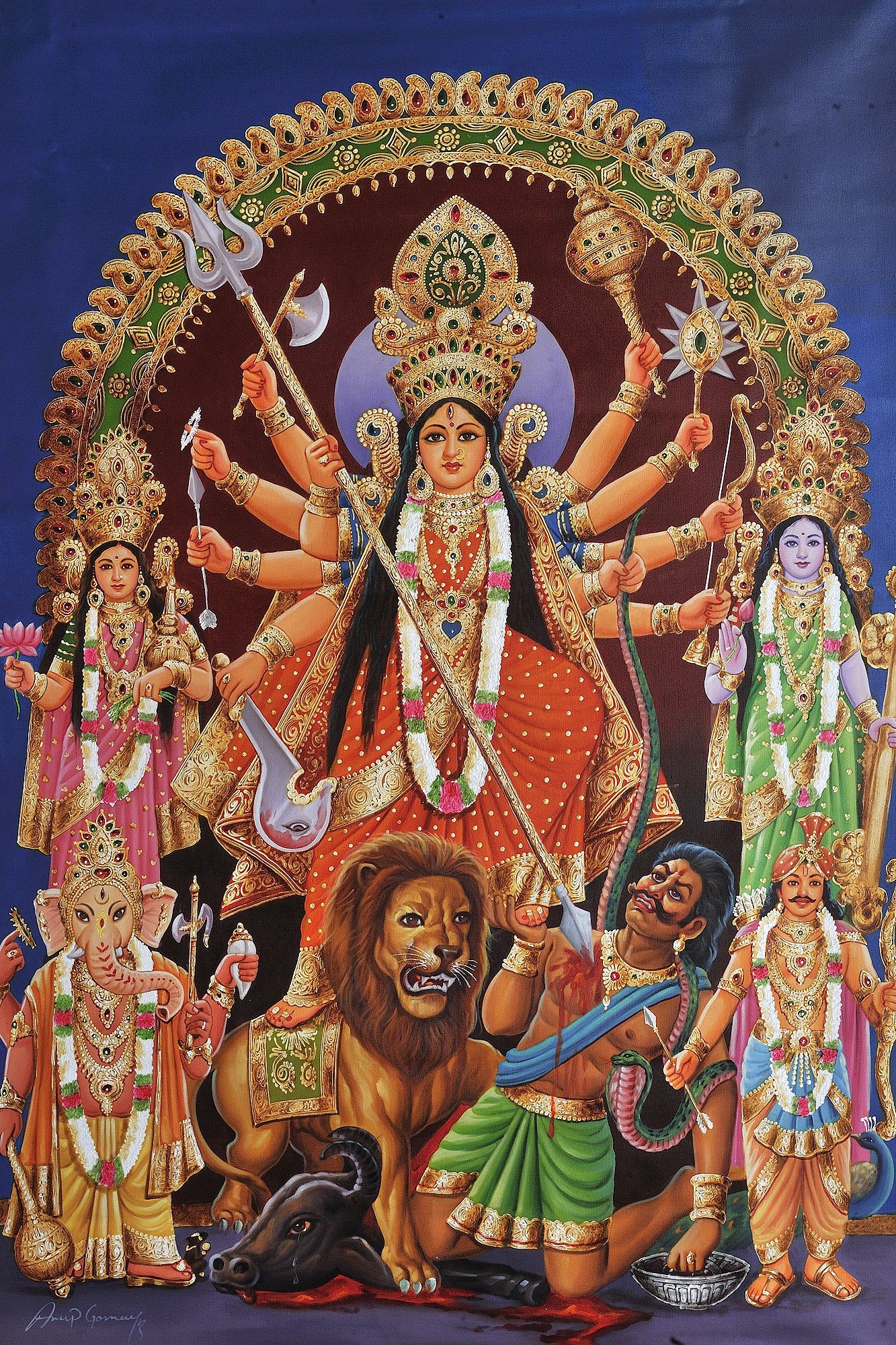 Brass Durga Mata Mahishasura Mardini Idol