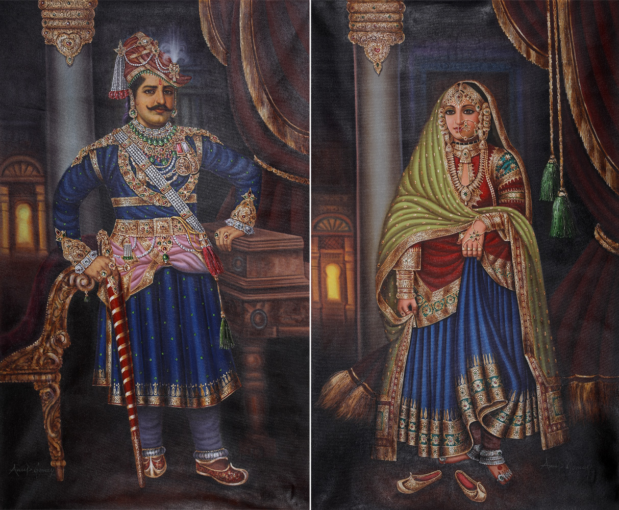 Indian Royalty (Set Of Two Paintings) | Exotic India Art