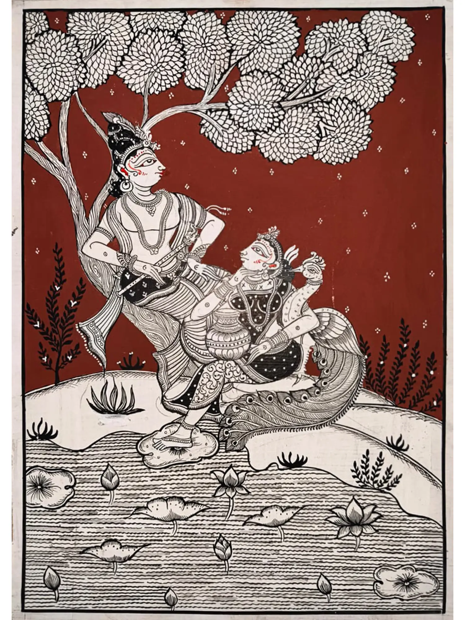 Radha and Krishna - Manbhanjan | Pattachitra Painting | by