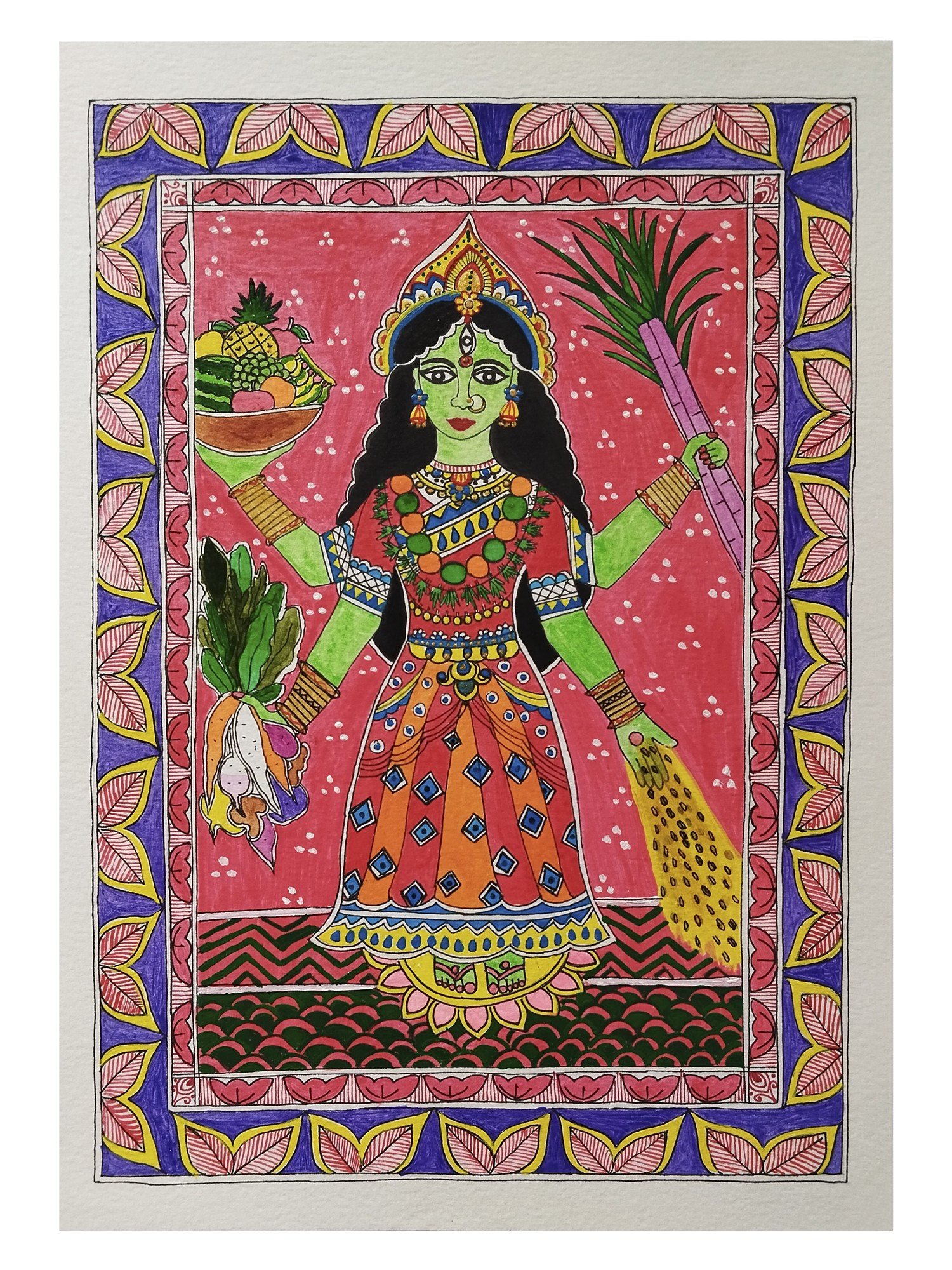 Maa shakambhari | Madhubani Painting by Nishu Singh | Exotic India Art