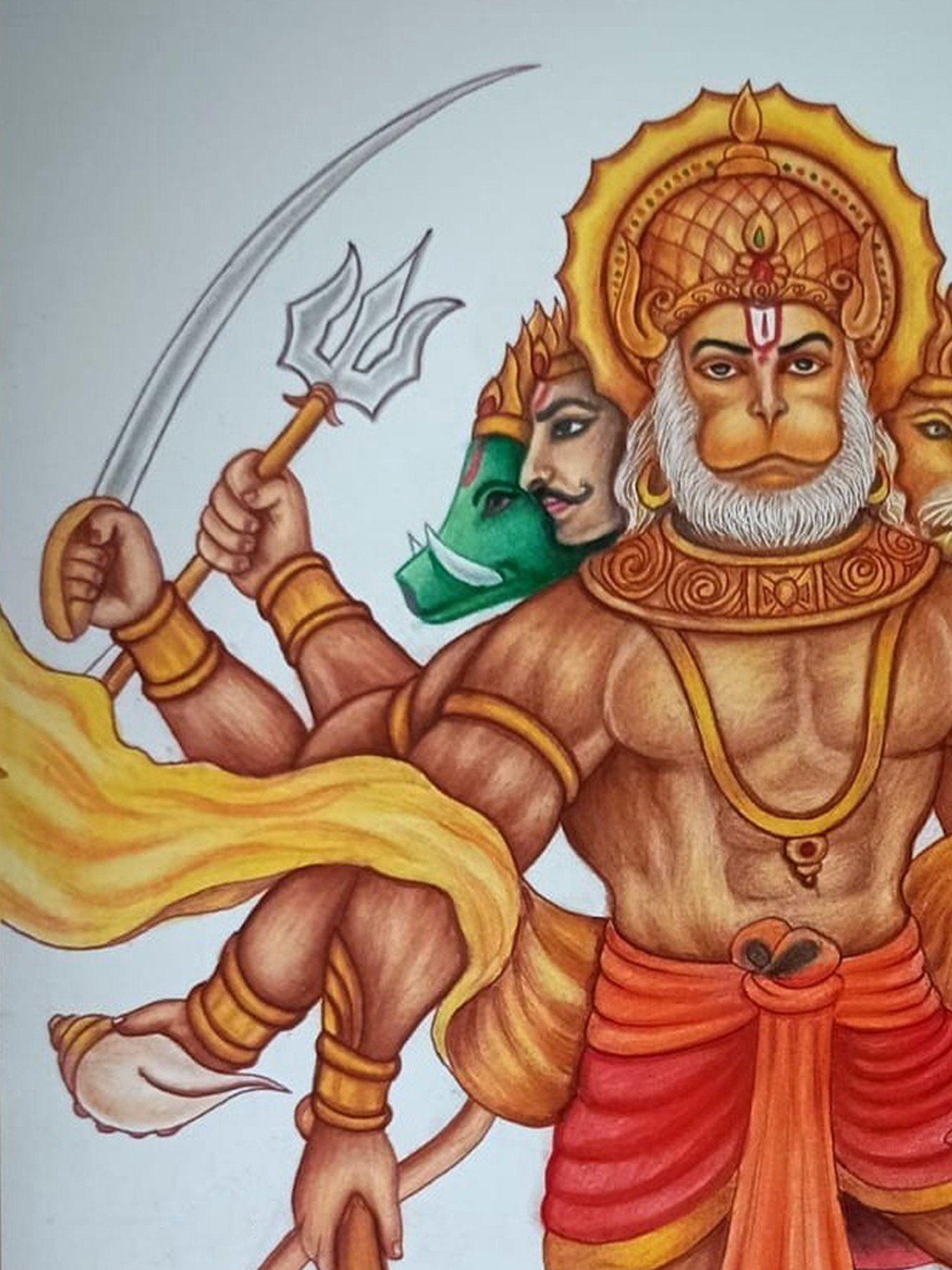 How to draw panchmukhi Hanuman using pencil sketch & pencil colour/Panchmukhi  Hanuman drawing | Drawings, Hanuman, Hanumanji