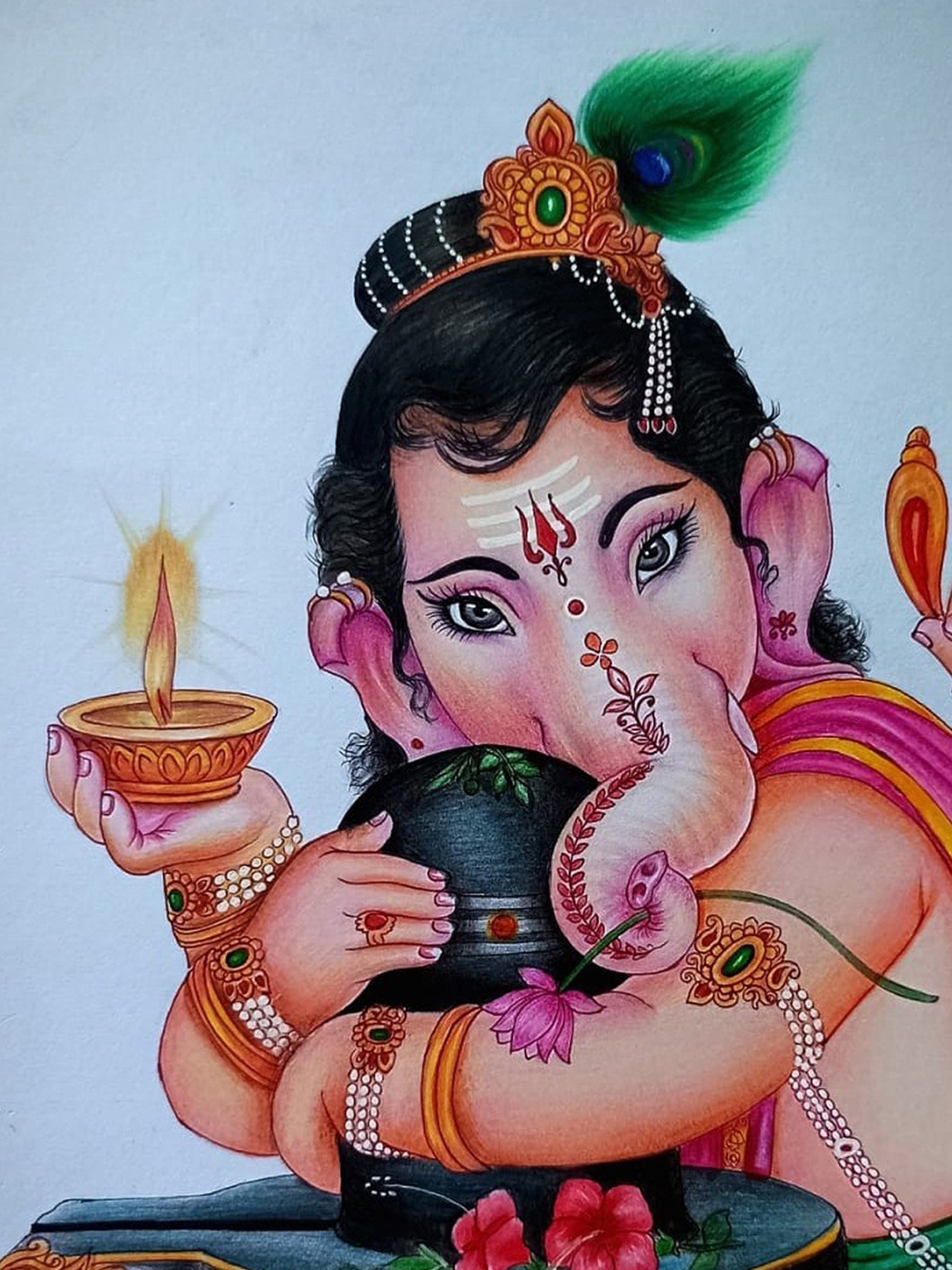 Draw Ganesh in beautiful colours | Ganpati drawing for Kids | Happy Diwali  - YouTube
