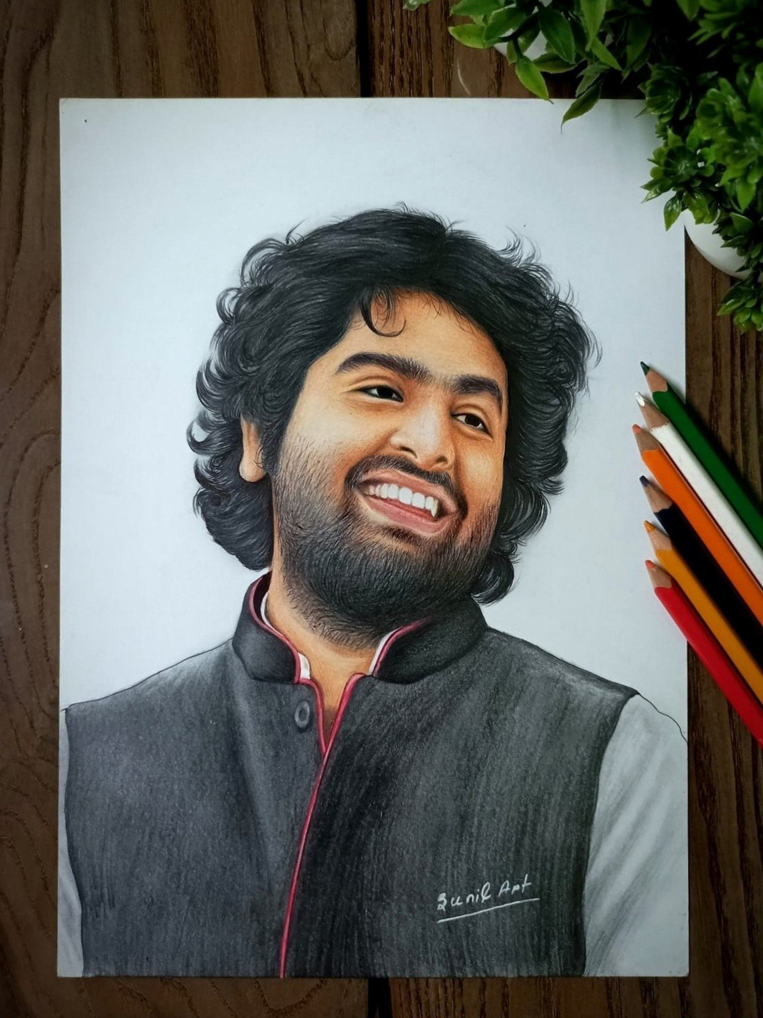 Arijit Singh Colour Portrait Sketch | Colorful portrait, Portrait sketches,  Sketches