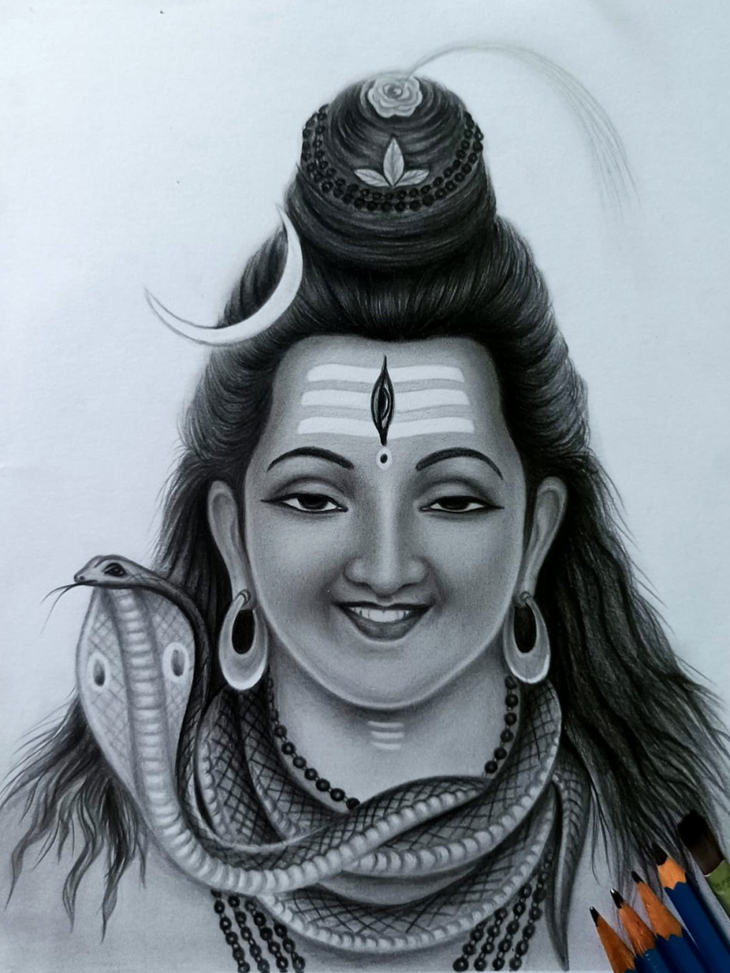 beautiful portrait Of Lord Shiva | Graphite Pencil Medium | By Sunil ...