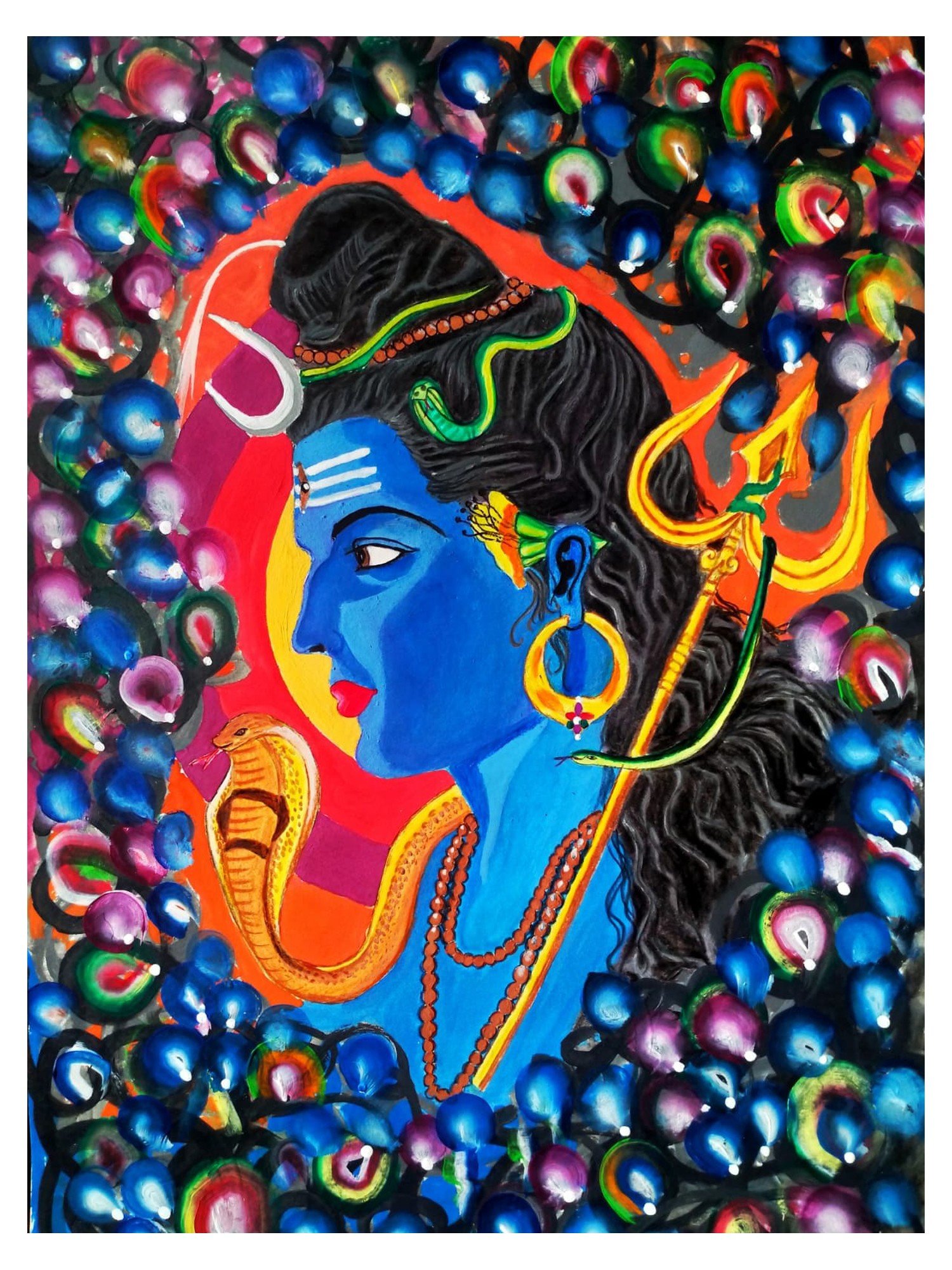 Lord Shiva of Mandala Art | Gel Pen Sketching with Frame | By Parisha  Thukral