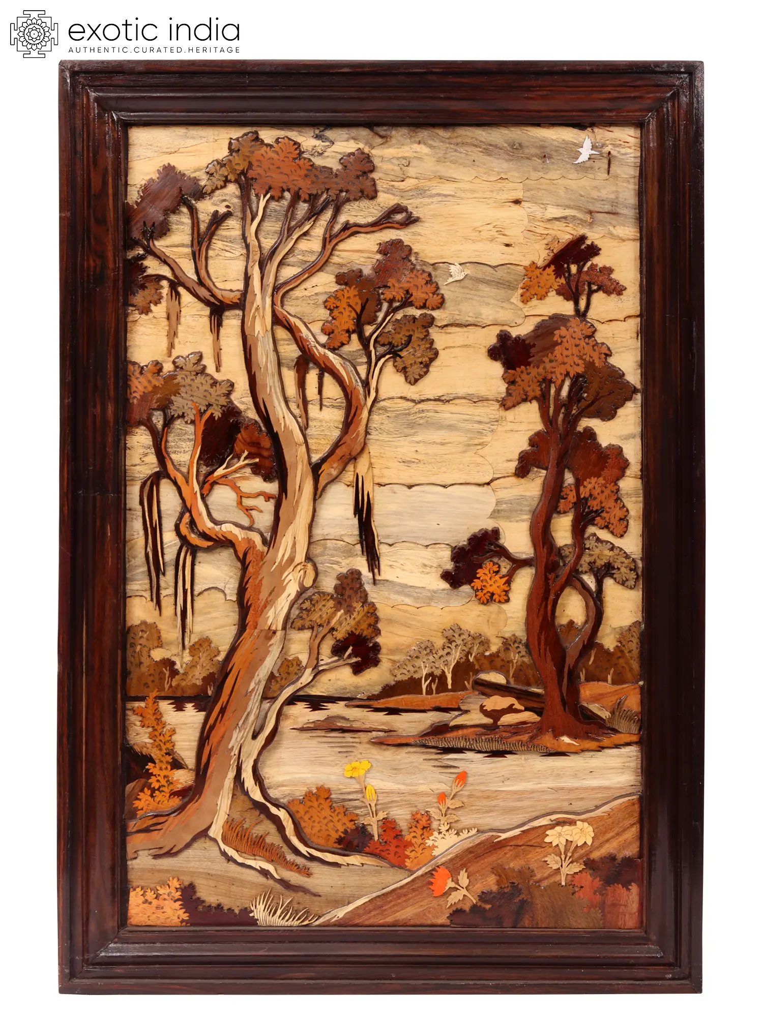3D Forest Art | Wood Panel with Inlay Work | Exotic India Art