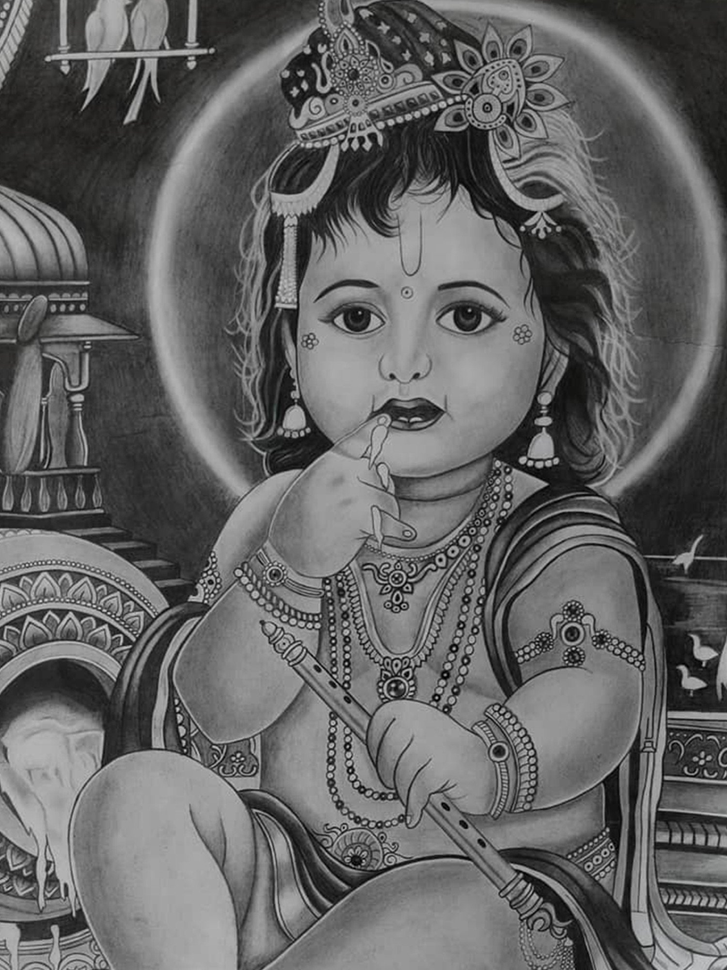 Cute shree Krishna drawing with pencil 💕| step by step live sketch 😍 -  YouTube