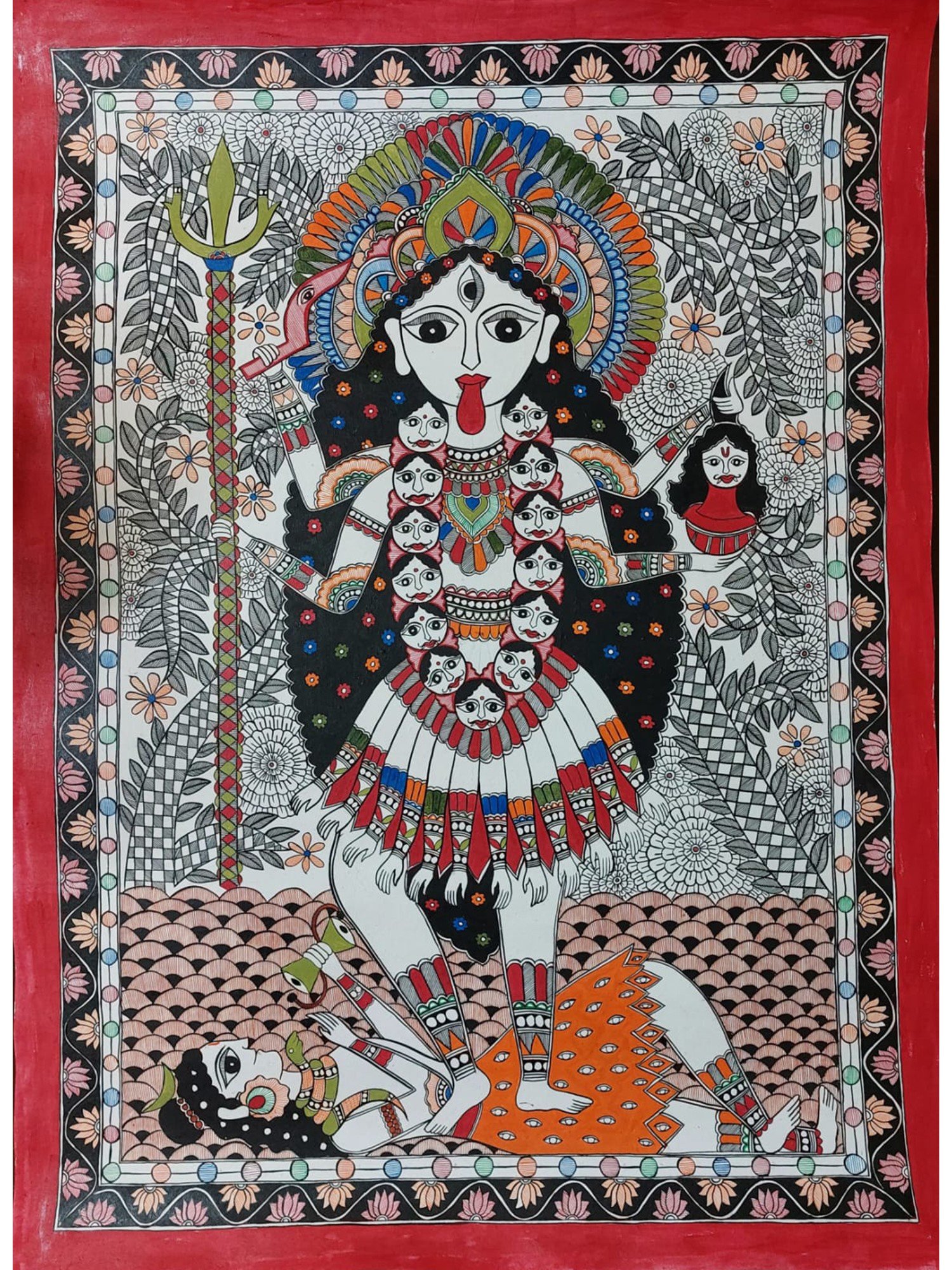 Kali Maa | Acrylic Color On Hand Made Paper | Lalita Ray | Exotic India Art