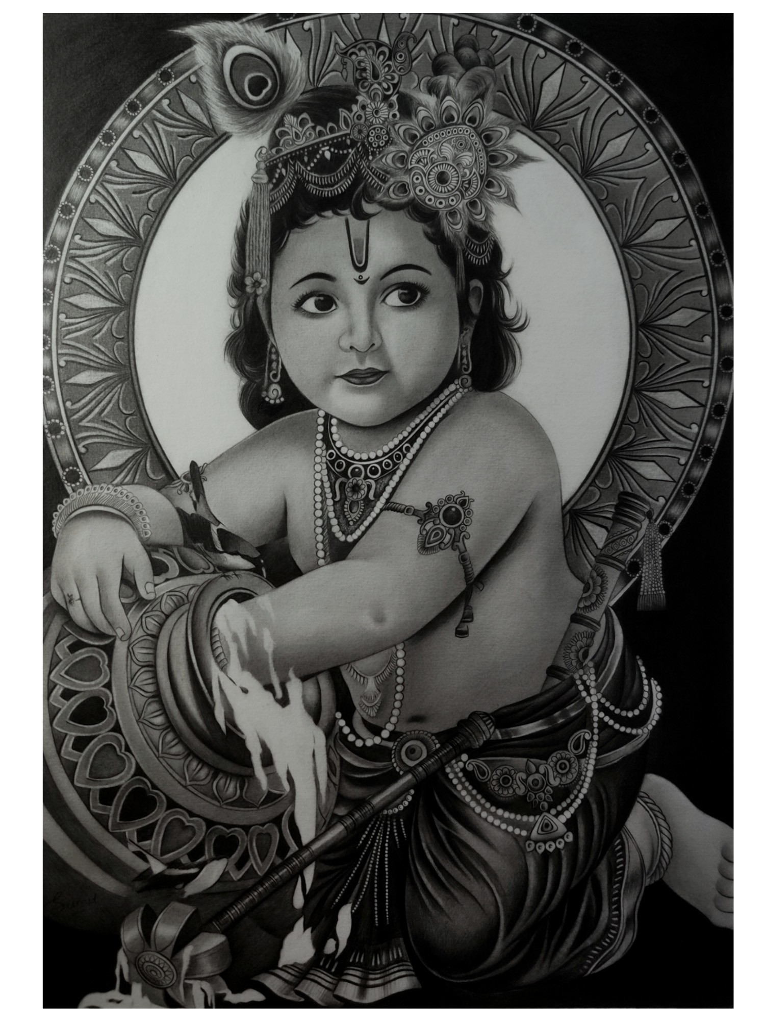 Krishna Drawing by Uma Manikandan | Saatchi Art