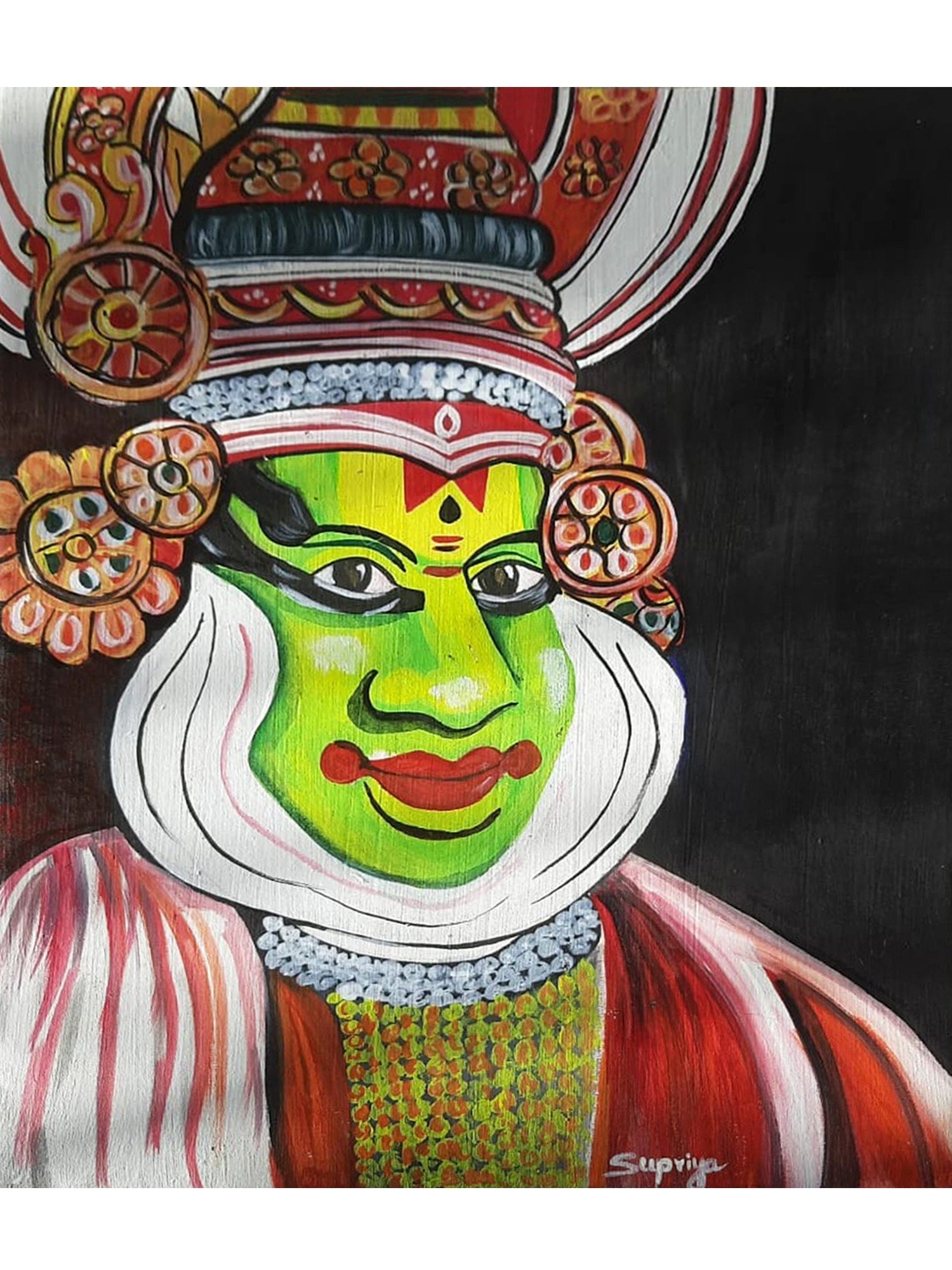 Illustration Colorful Kathakali Face Stock Vector (Royalty Free) 153636239  | Shutterstock
