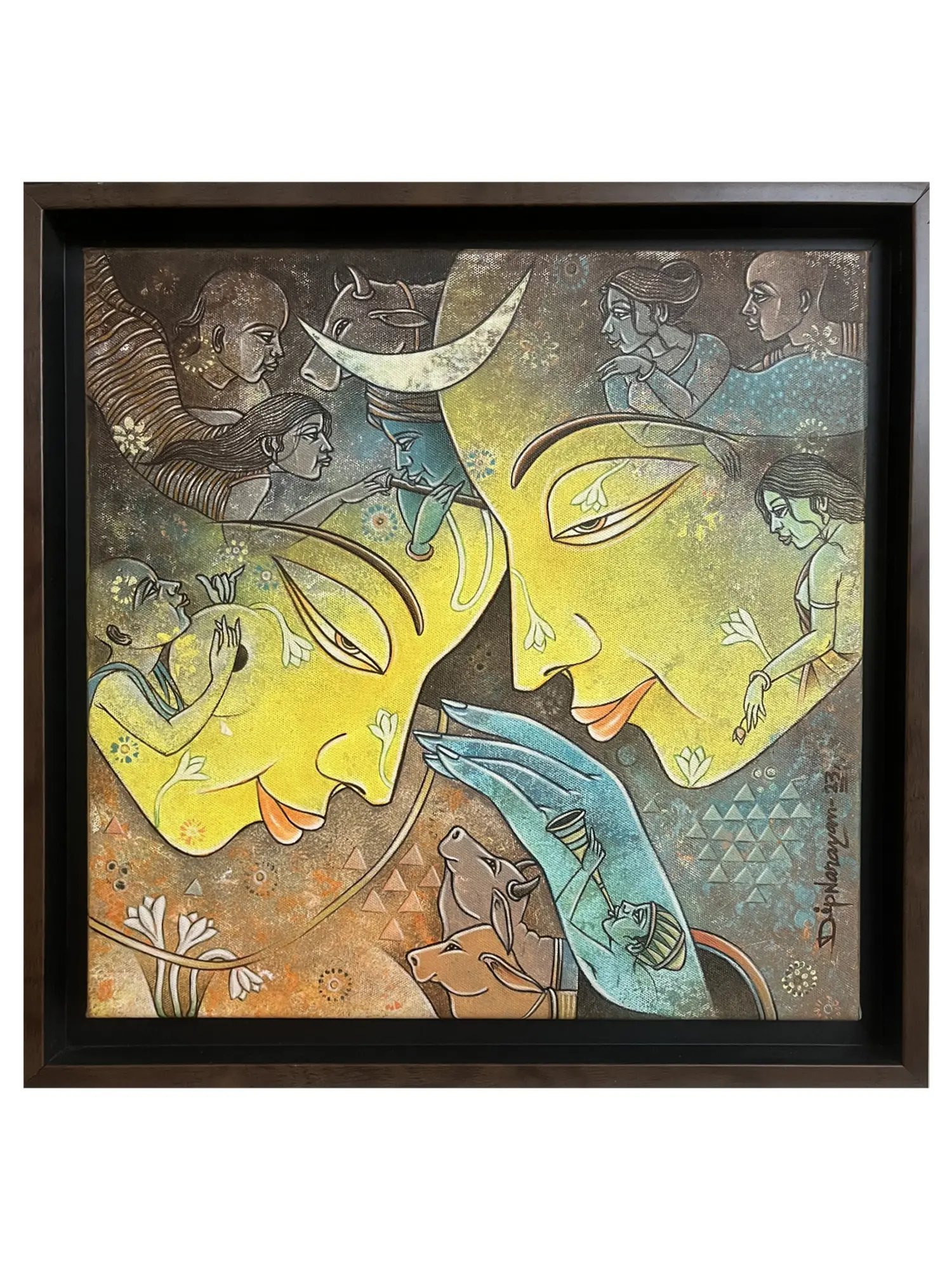 Couple - Theme Of God And Goddess | With Frame | Arcylic On Canvas