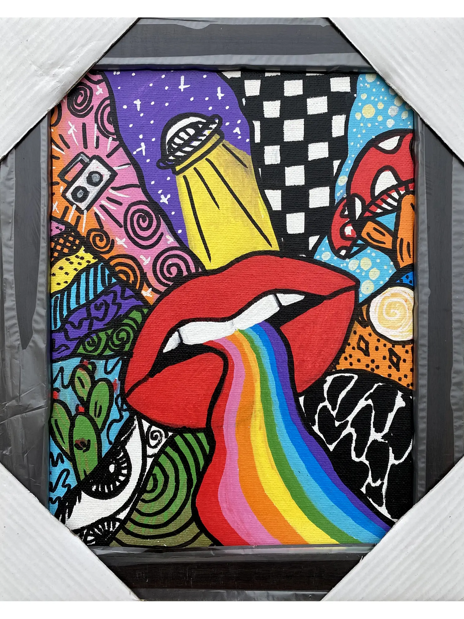Crazy Lip Art | Acrylics On Canvas | With Frame | By Jashanpreet