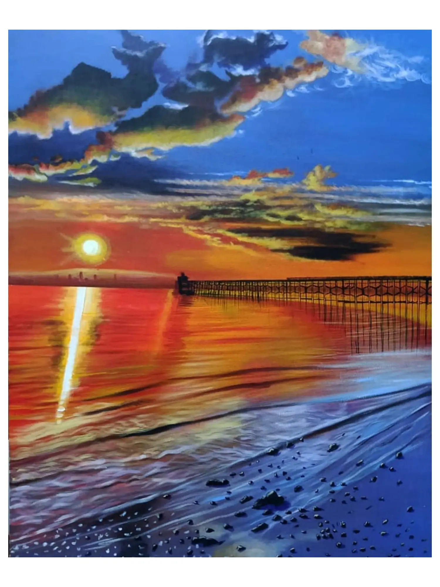 絵画 Sunset Beach Sunset On Beach | Acrylic On Canvas | By Gulpasha | Exotic India Art