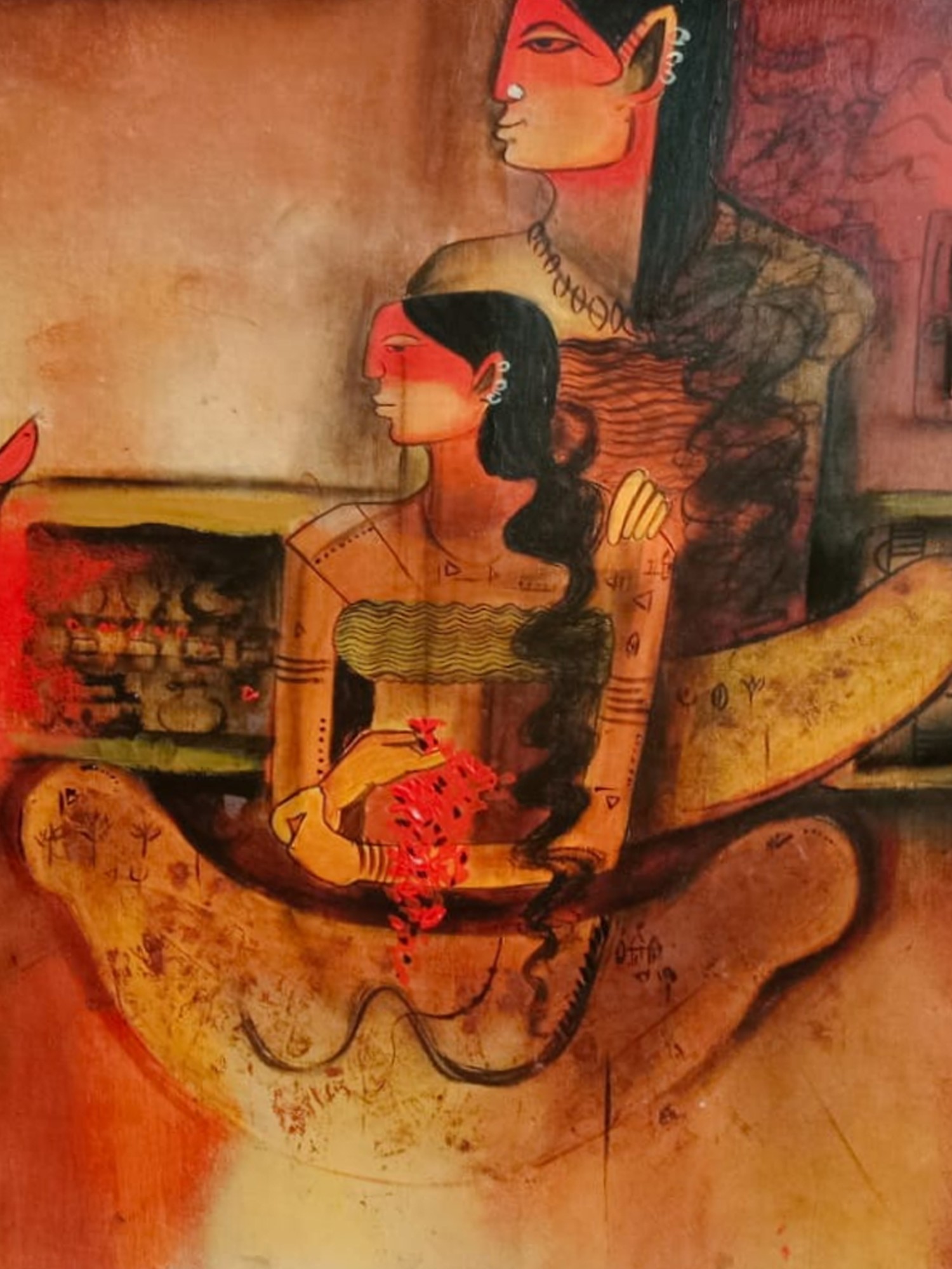 Mother And Daughter | Acrylic On Canvas | By Anupam Upadhyay | Exotic
